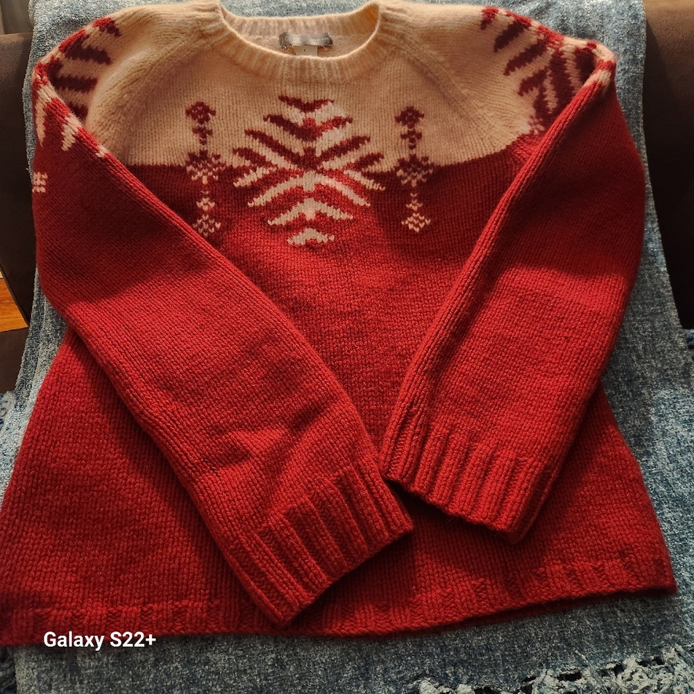 J. Crew wool snowflake winter sweater sz. M
